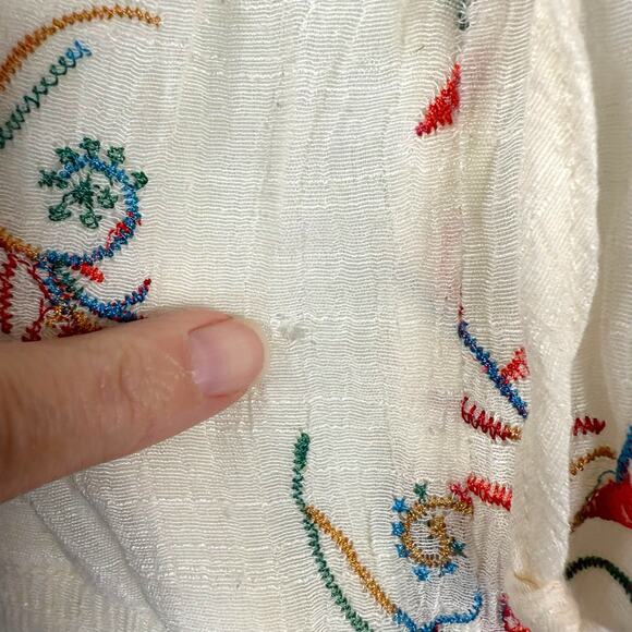 Anthropologie Dress Womens Medium Petite Boho Cottage Embroidered Floral Tiered - Picture 4 of 12